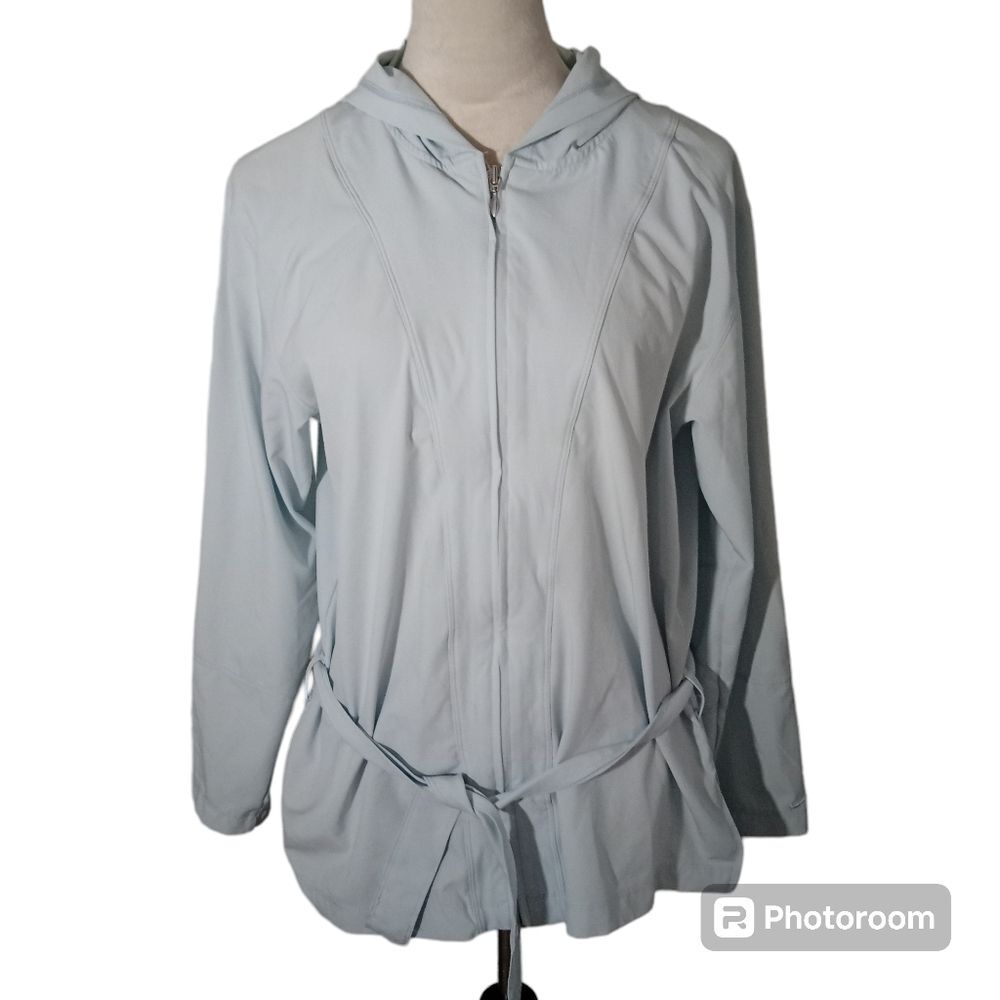 Nike Girls Dri Fit Blue Hooded Zip Up Lightweight jacket Size L 12-14